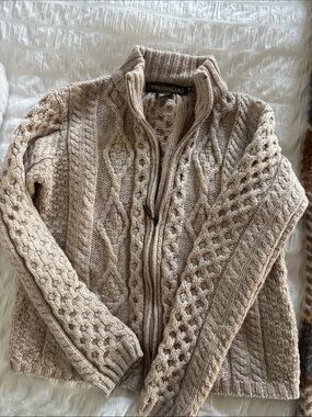 Inis Crafts Made in Ireland Merino Wool Zip Sweater